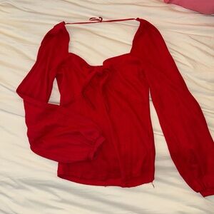 Free People Red Blouse with Tie